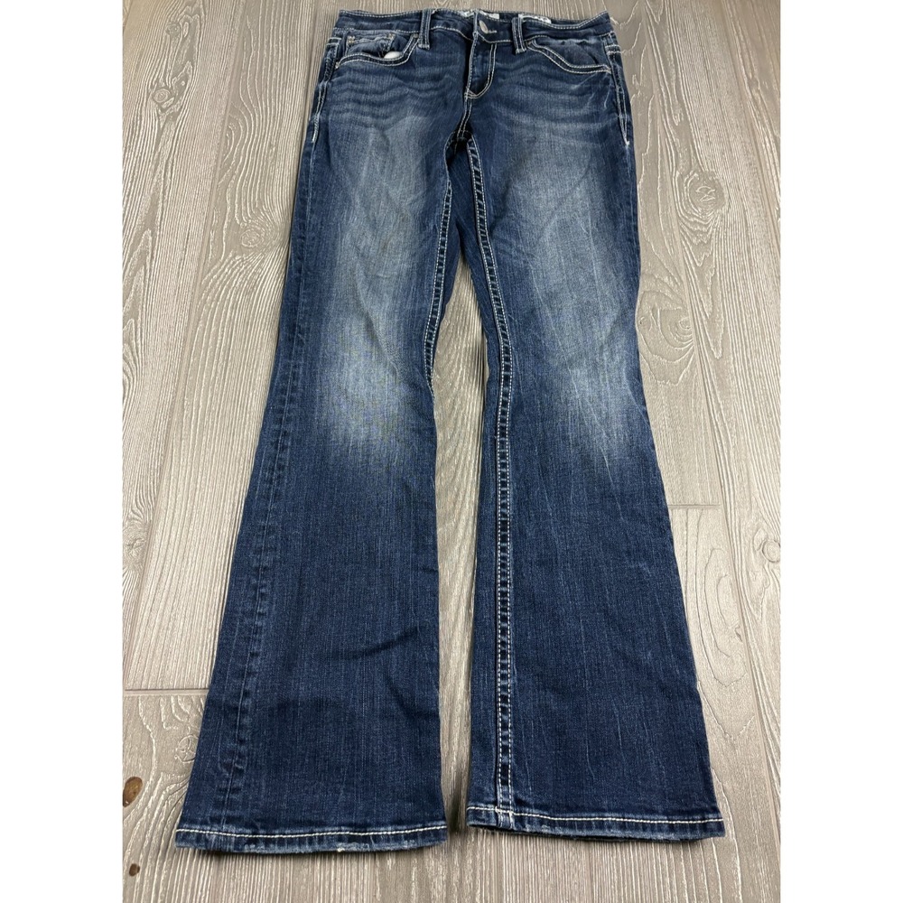 Daytrip Virgo Bootcut Jeans Womens 27L Blue Slim Fit Stretch Inseam 32